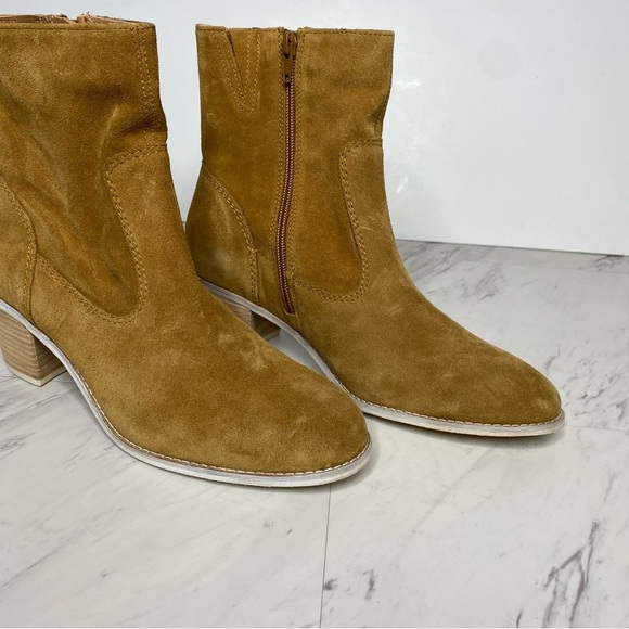 New! Crevo Jade Sand Suede Stacked Heel Bootie 9 - Picture 9 of 14